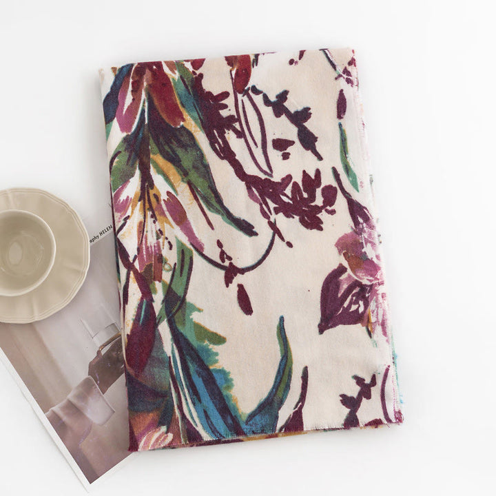 Chal con estampado de flores coloridas y dulces tibetanas con Buddha Stones para otoño e invierno, bufanda suave