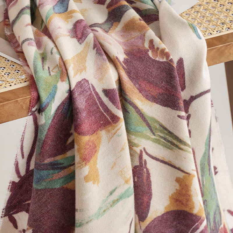 Chal con estampado de flores coloridas y dulces tibetanas con Buddha Stones para otoño e invierno, bufanda suave