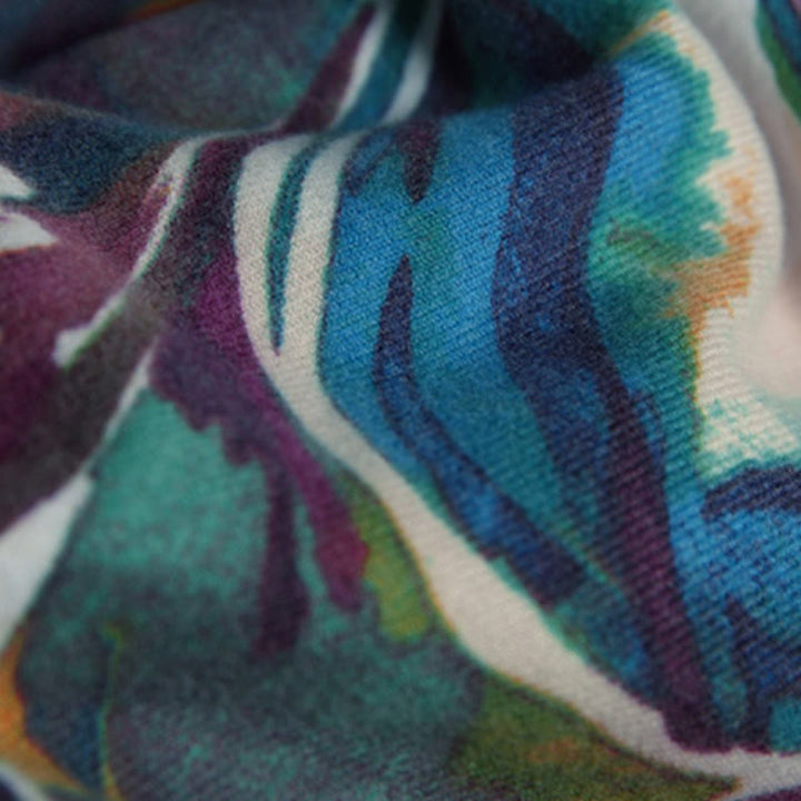 Chal con estampado de flores coloridas y dulces tibetanas con Buddha Stones para otoño e invierno, bufanda suave