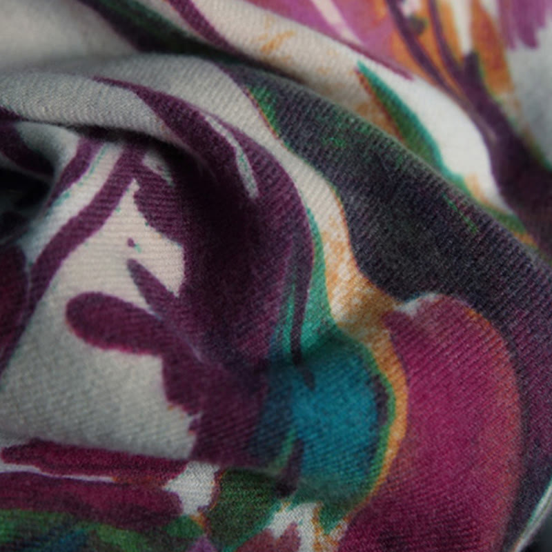 Chal con estampado de flores coloridas y dulces tibetanas con Buddha Stones para otoño e invierno, bufanda suave