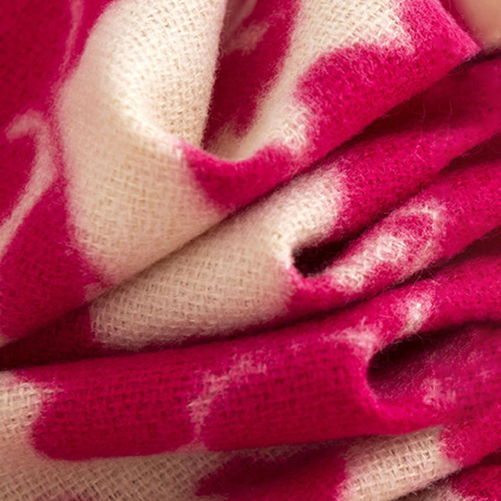 Chal con borlas y estampado de ramas de flores de rosas tibetanas con Buddha Stones para otoño e invierno, bufanda suave y cálida