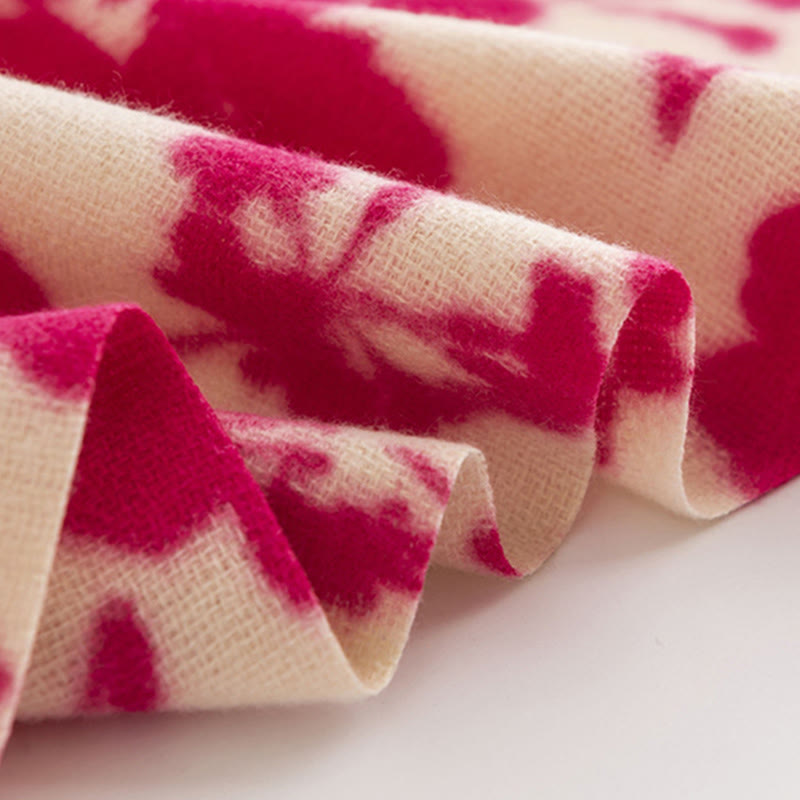 Chal con borlas y estampado de ramas de flores de rosas tibetanas con Buddha Stones para otoño e invierno, bufanda suave y cálida