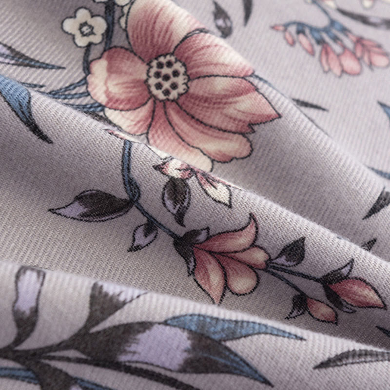 Chal tibetano con Buddha Stones, estampado retro de camelia japonesa en flor, bufanda suave y cálida para otoño e invierno