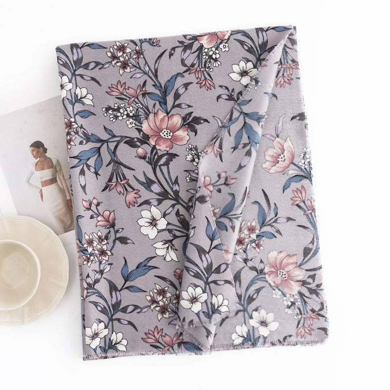 Chal tibetano con Buddha Stones, estampado retro de camelia japonesa en flor, bufanda suave y cálida para otoño e invierno