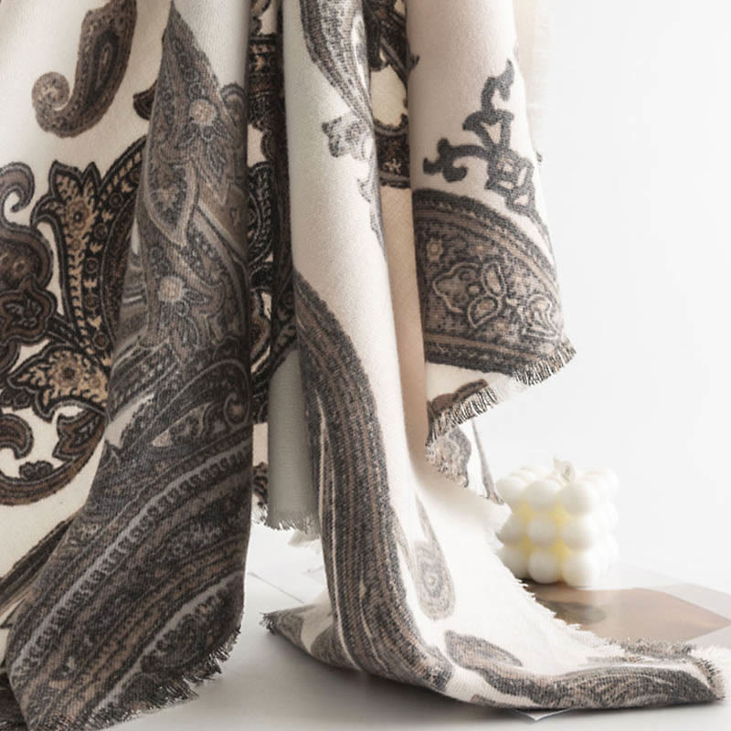 Chal con estampados de cachemira tibetano y Buddha Stones para otoño e invierno, suave y cálido