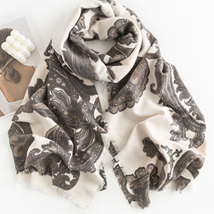 Chal con estampados de cachemira tibetano y Buddha Stones para otoño e invierno, suave y cálido