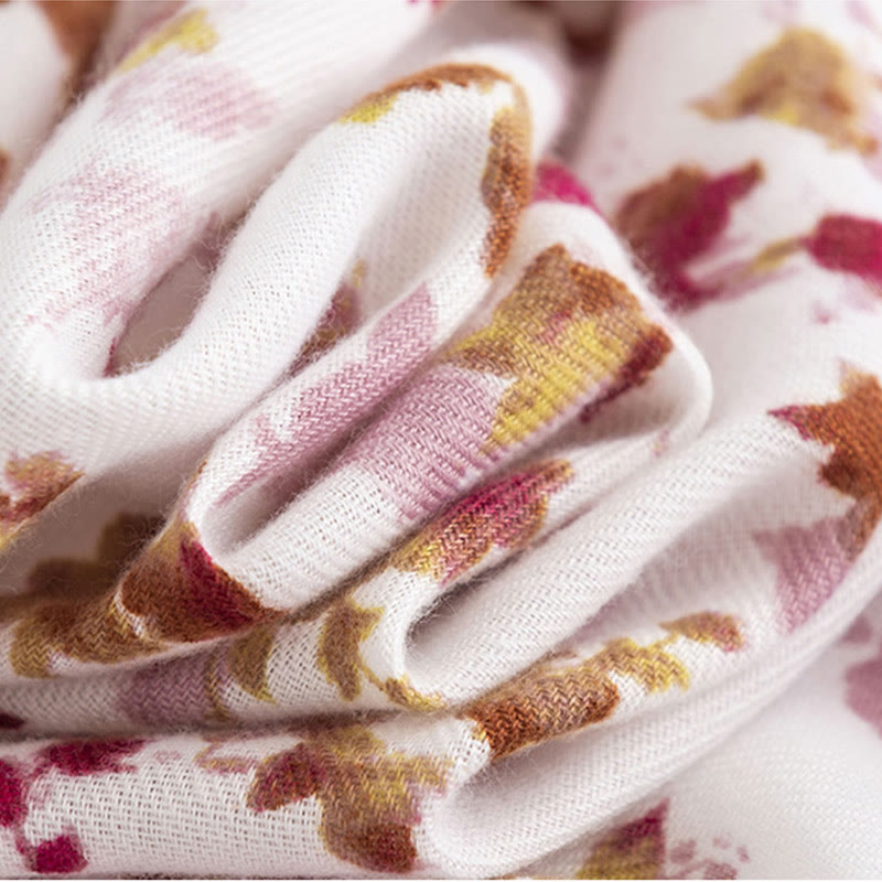 Chal con estampado de hojas caídas y flores tibetanas con Buddha Stones para otoño e invierno, bufanda cálida y acogedora para viajes