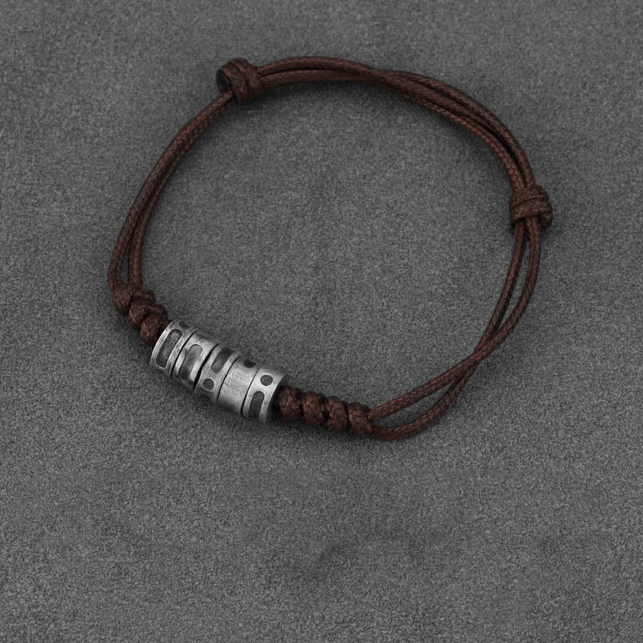 Pulsera de bendición con cordón de cera y código Morse de plata de ley 999 con Buddha Stones - Cuerda de cera marrón de plata esterlina 999 (circunferencia de la muñeca: 14-21 cm) - Código Morse: SUERTE - image 12