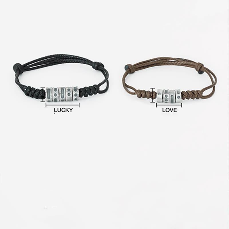 Pulsera de bendición con cordón de cera y código Morse de plata de ley 999 con Buddha Stones - image 4