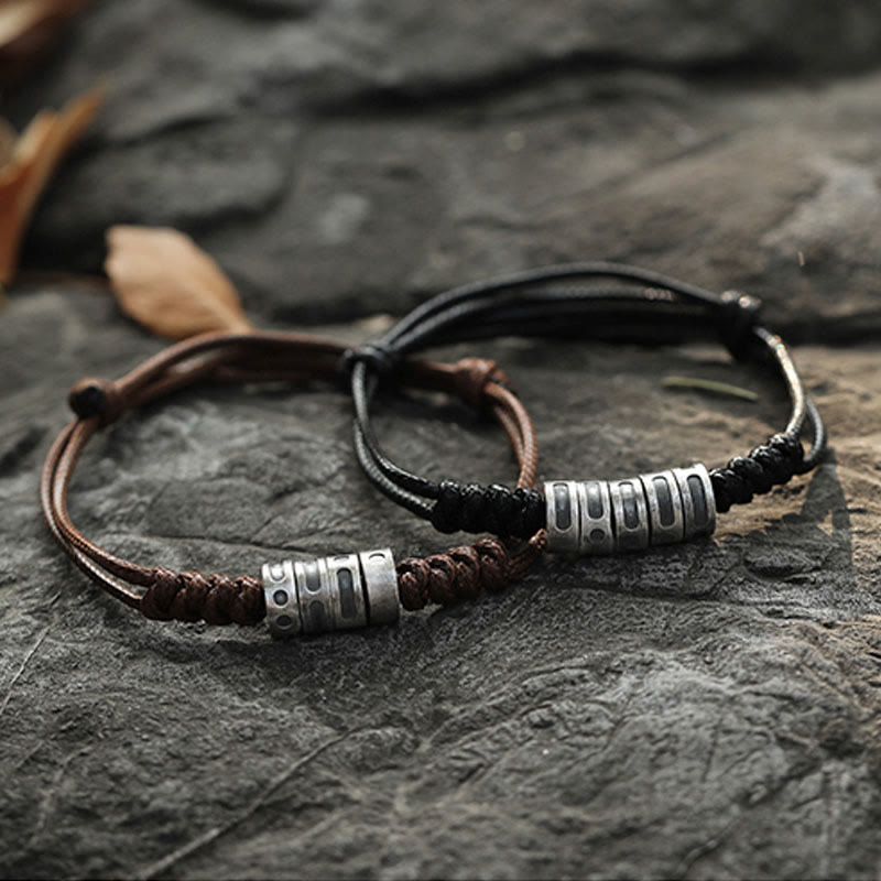 Pulsera de bendición con cordón de cera y código Morse de plata de ley 999 con Buddha Stones - image 18