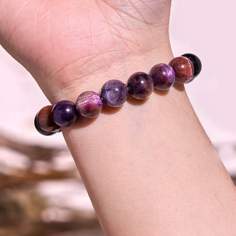 Pulsera de amor curativo con Buddha Stones Keep Calm, serie morada