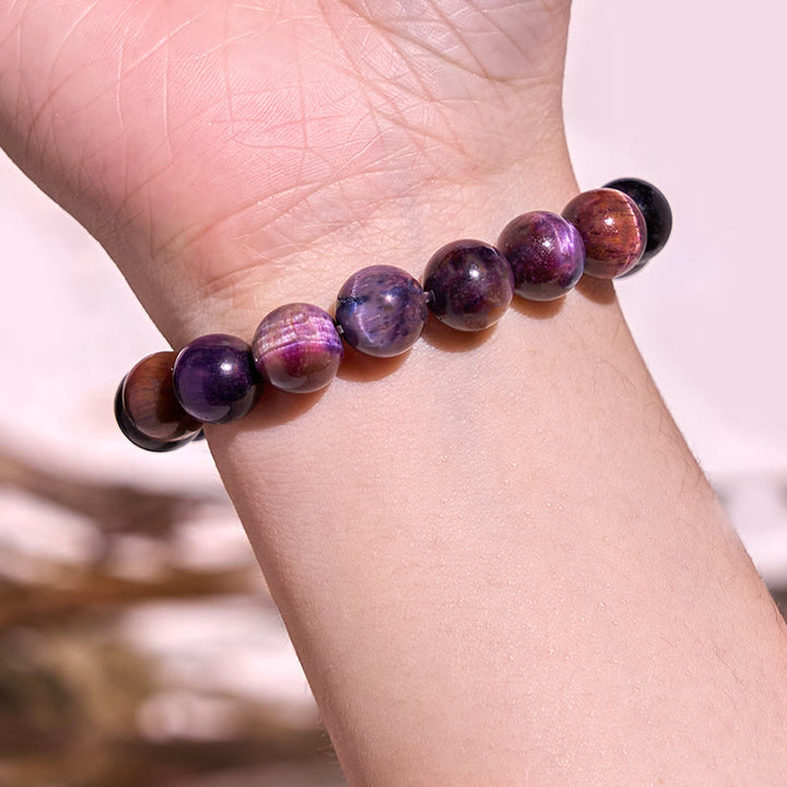 Pulsera de amor curativo con Buddha Stones Keep Calm, serie morada