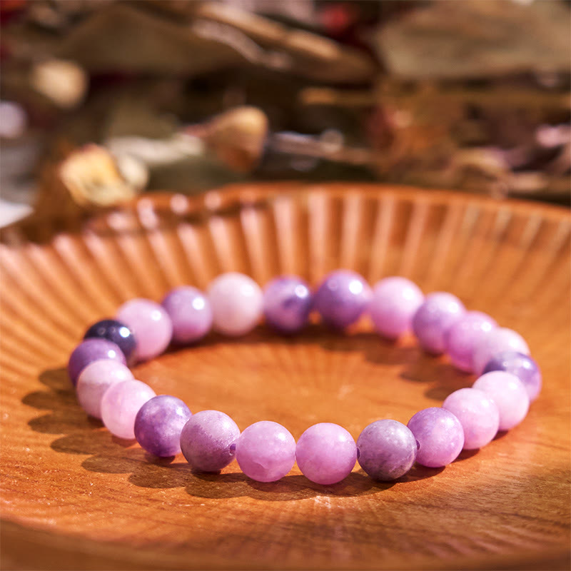Pulsera de amor curativo con Buddha Stones Keep Calm, serie morada