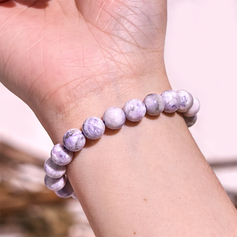 Pulsera de amor curativo con Buddha Stones Keep Calm, serie morada