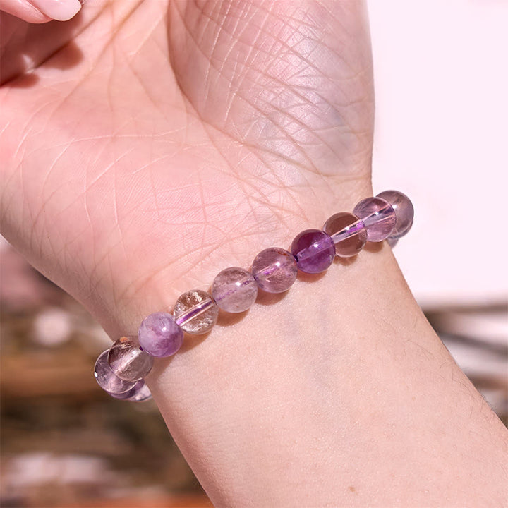 Pulsera de amor curativo con Buddha Stones Keep Calm, serie morada