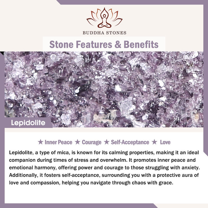 Pulsera de amor curativo con Buddha Stones Keep Calm, serie morada