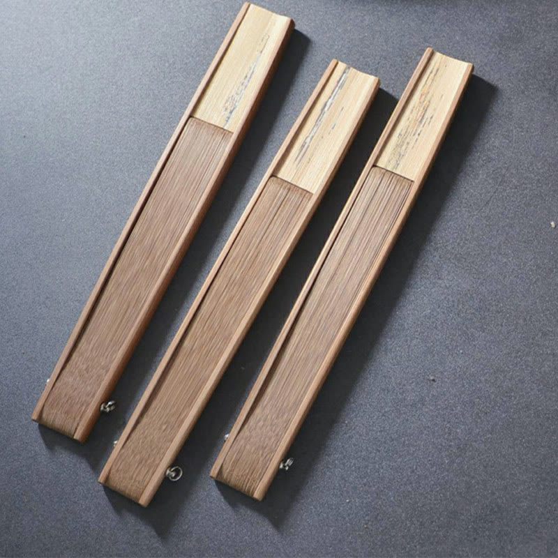 Abanico plegable de papel de bambú de mano con Buddha Stones, libélula, loto, peonía y mariposa, 22,5 cm