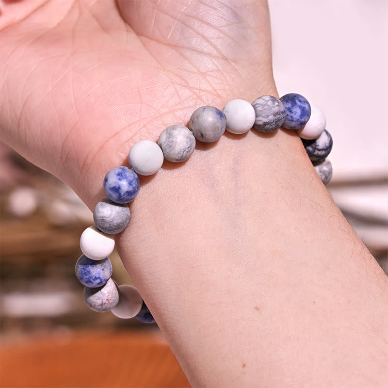 Pulsera de tranquilidad y amor con Buddha Stones que restauran la calma en colores fríos