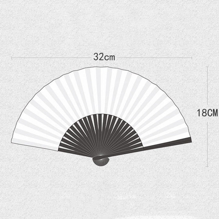 Abanico plegable de bambú y seda con diseño de grulla y ciruelo en flor y Buddha Stones