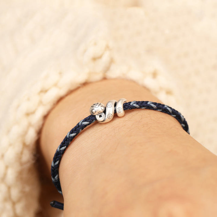 Pulsera trenzada de protección con monedas de cobre del año de la serpiente en plata de ley 999 con Buddha Stones - image 15