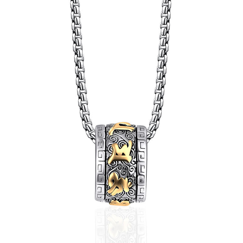 Collar con colgante de paz de acero y titanio con Buddha Stones y Om Mani Padme Hum tibetano - Om Mani Padme Hum dorado - image 1