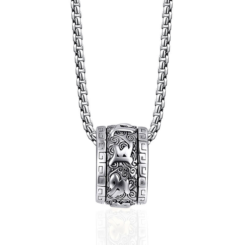 Collar con colgante de paz de acero y titanio con Buddha Stones y Om Mani Padme Hum tibetano - Om Mani Padme Hum de plata - image 8