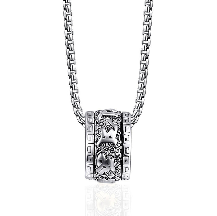 Collar con colgante de paz de acero y titanio con Buddha Stones y Om Mani Padme Hum tibetano - Om Mani Padme Hum de plata - image 8