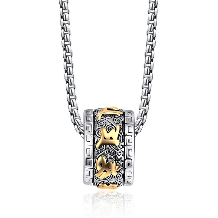 Collar con colgante de paz de acero y titanio con Buddha Stones y Om Mani Padme Hum tibetano - image 6