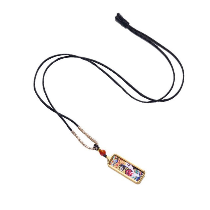 Colgante de collar Thangka de la calma pintado a mano con Buddha Stones, Tibet Zakiram, dios amarillo de la riqueza, zorro de nueve colas - image 3