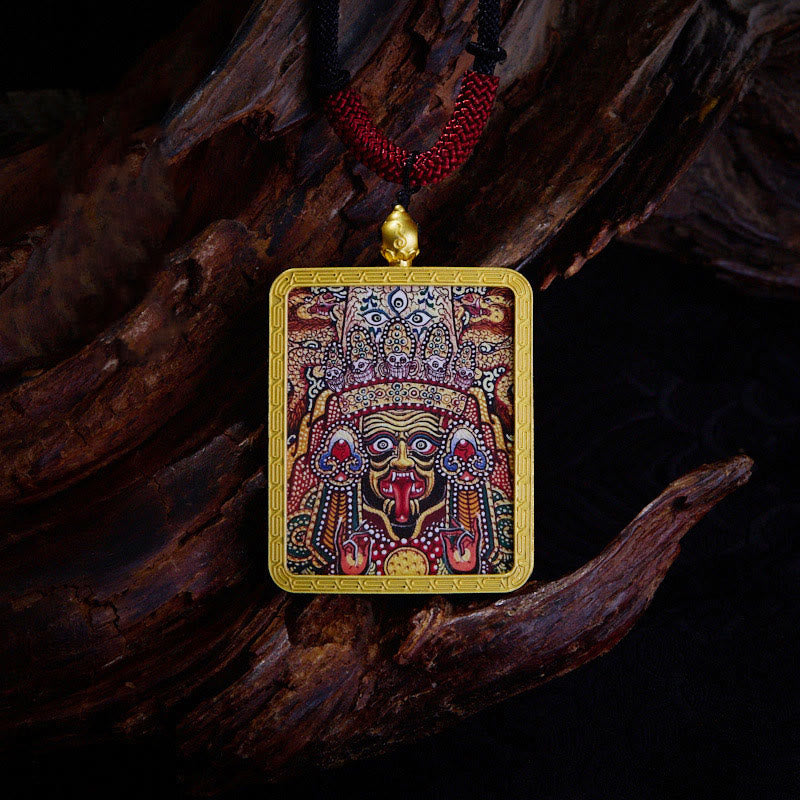 Colgante de collar con colgante de esperanza, Thangka pintado con Buddha Stones, zakiram tibetano, zorro de nueve colas, dios amarillo de la riqueza - Zakiram Rojo - image 21