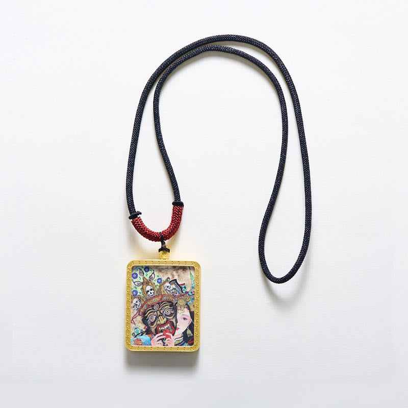 Colgante de collar con colgante de esperanza, Thangka pintado con Buddha Stones, zakiram tibetano, zorro de nueve colas, dios amarillo de la riqueza - image 8