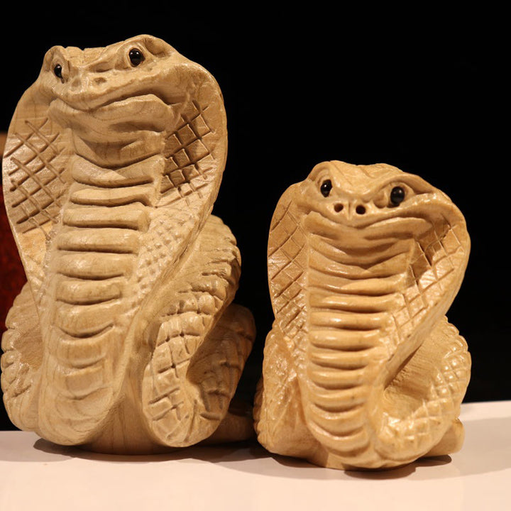 Estatua de madera de durazno con el símbolo Fu del zodiaco chino del año de la serpiente y Buddha Stones para decoración del hogar - image 1