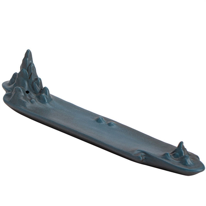 Quemador de incienso de cerámica con diseño de barco, montaña y Buddha Stones , curación espiritual, decoración