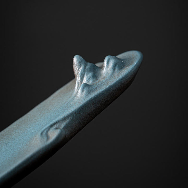 Quemador de incienso de cerámica con diseño de barco, montaña y Buddha Stones , curación espiritual, decoración