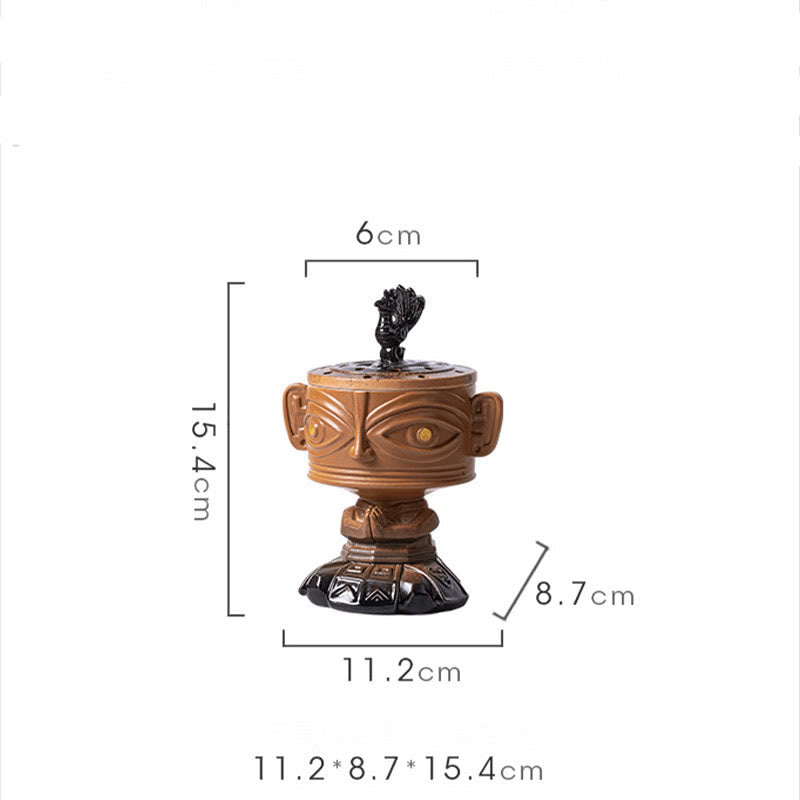 Quemador de incienso de cerámica curativo Sanxingdui con Buddha Stones para decoración de escritorio