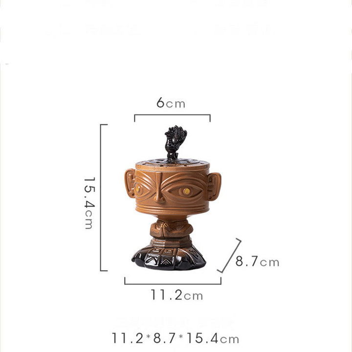 Quemador de incienso de cerámica curativo Sanxingdui con Buddha Stones para decoración de escritorio