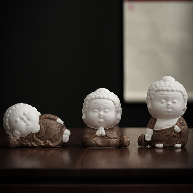 Quemador de incienso de cerámica para decoración de escritorio, con Buddha Stones , sentado, de pie y reclinado