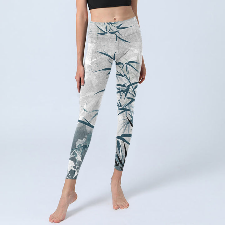 Leggings de yoga para mujer con estampado de bambú y Buddha Stones - image 6