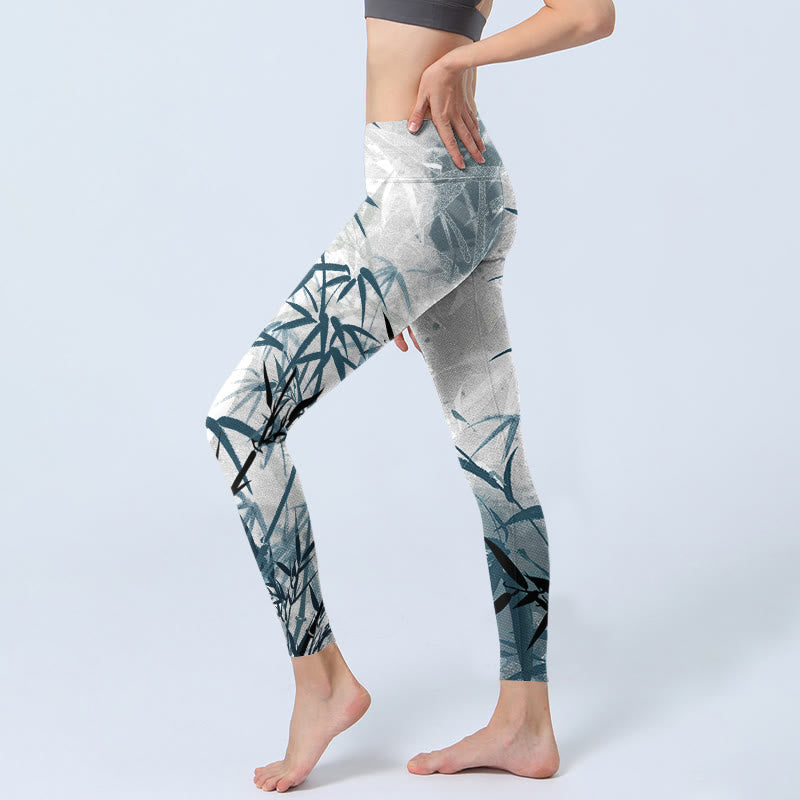 Leggings de yoga para mujer con estampado de bambú y Buddha Stones - image 3