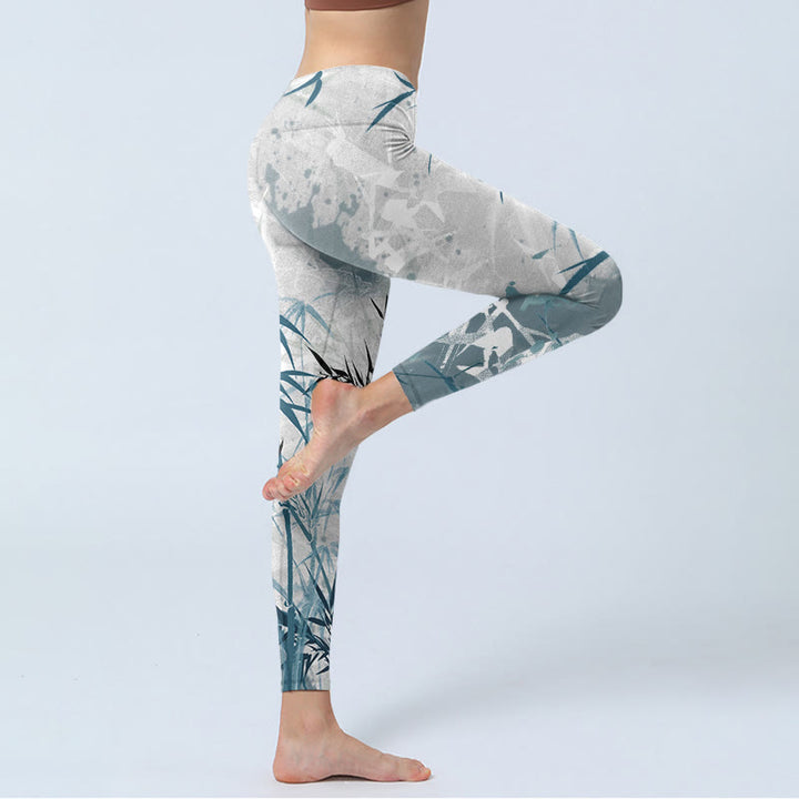 Leggings de yoga para mujer con estampado de bambú y Buddha Stones - image 4