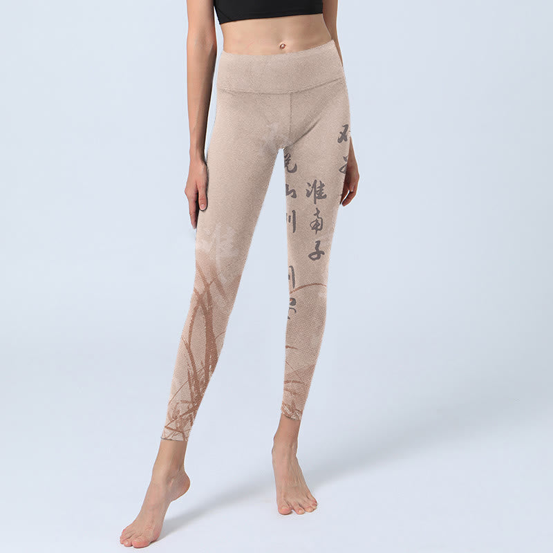 Leggings de yoga para mujer con estampado de orquídeas y caligrafía de Buddha Stones - image 6