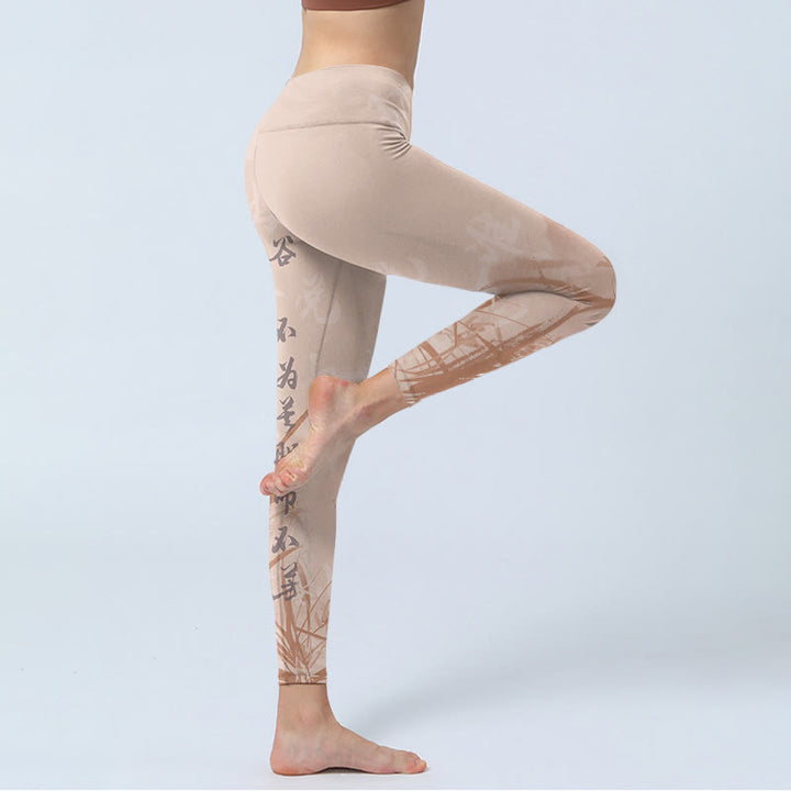 Leggings de yoga para mujer con estampado de orquídeas y caligrafía de Buddha Stones - image 4