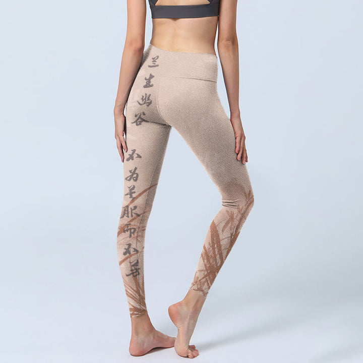 Leggings de yoga para mujer con estampado de orquídeas y caligrafía de Buddha Stones - image 5