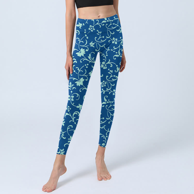 Leggings de yoga para mujer con estampado de flores, plantas y enredaderas y Buddha Stones - image 6