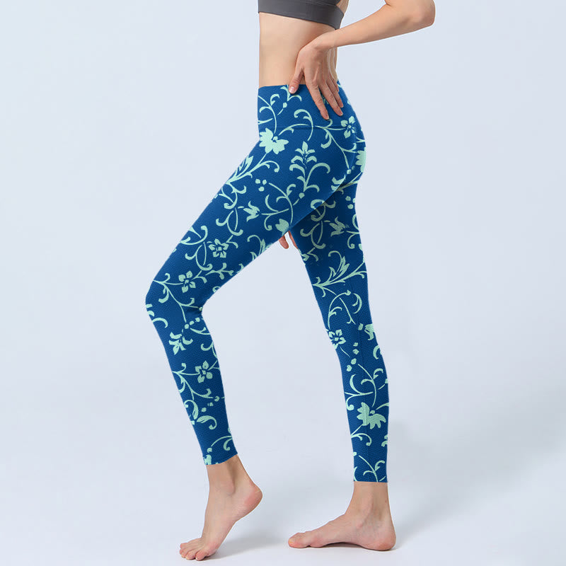 Leggings de yoga para mujer con estampado de flores, plantas y enredaderas y Buddha Stones - image 3
