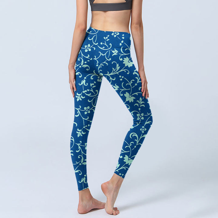 Leggings de yoga para mujer con estampado de flores, plantas y enredaderas y Buddha Stones - image 4