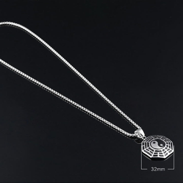 Colgante de collar con patrón de Yin Yang, Bagua, de acero y titanio y Buddha Stones - image 17