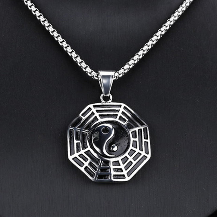 Colgante de collar con patrón de Yin Yang, Bagua, de acero y titanio y Buddha Stones - image 15
