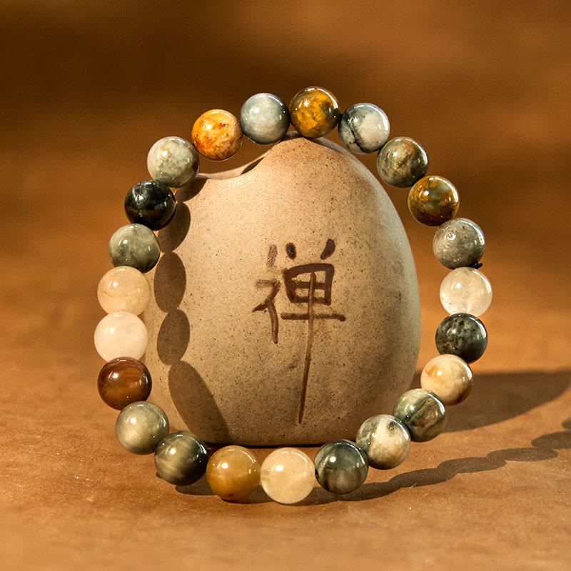 Pulsera de piedra de ojo de águila natural con Buddha Stones que infunde confianza y positividad