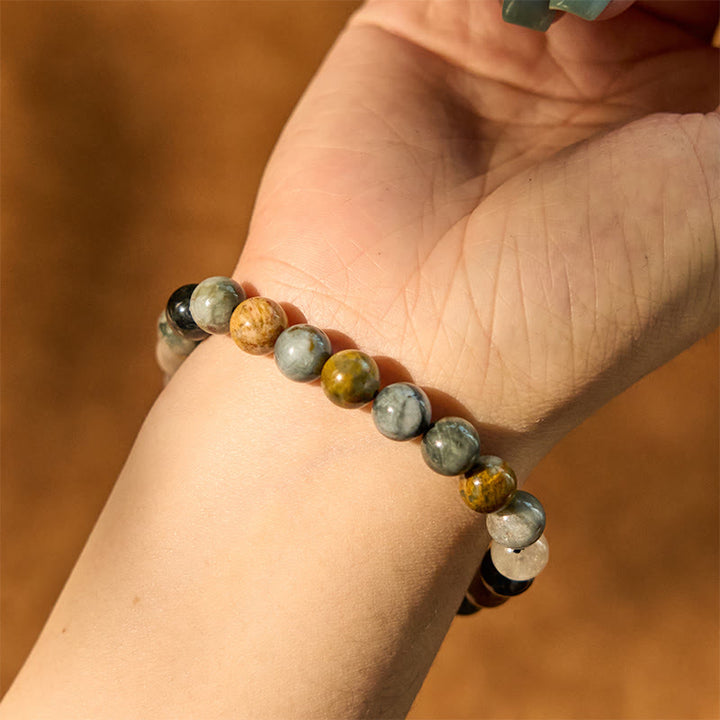 Pulsera de piedra de ojo de águila natural con Buddha Stones que infunde confianza y positividad
